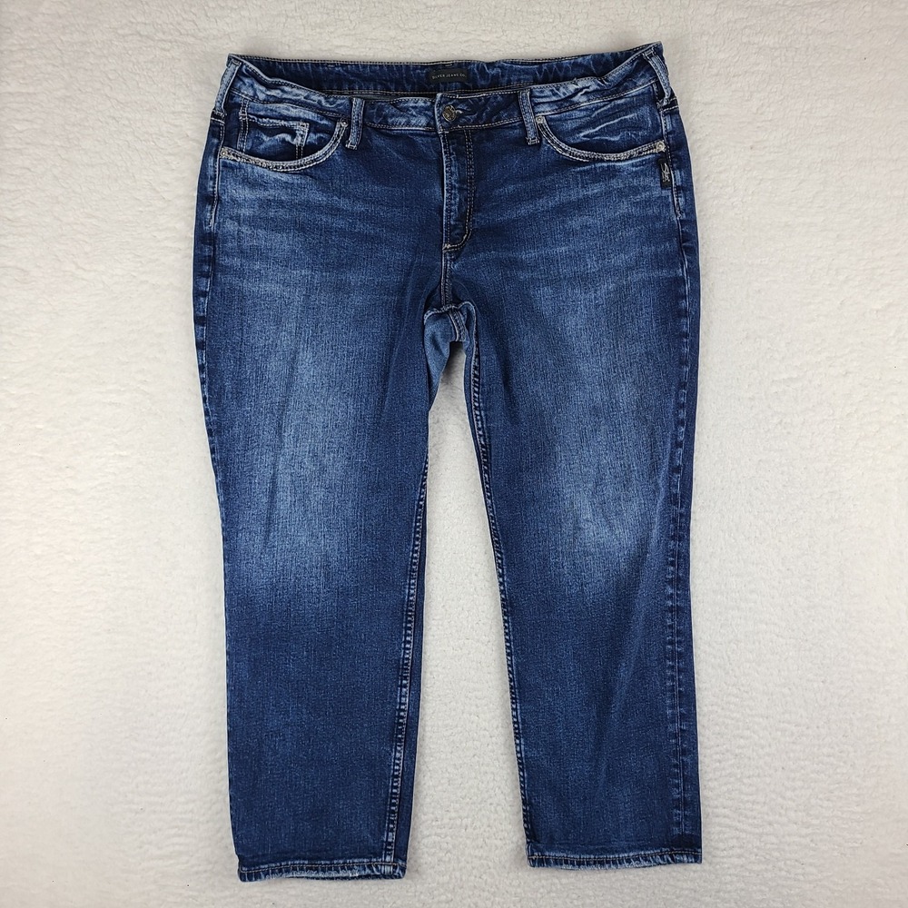 Silver Jeans Womens 18x25 Blue Boyfriend Dark Wash‎ Denim *